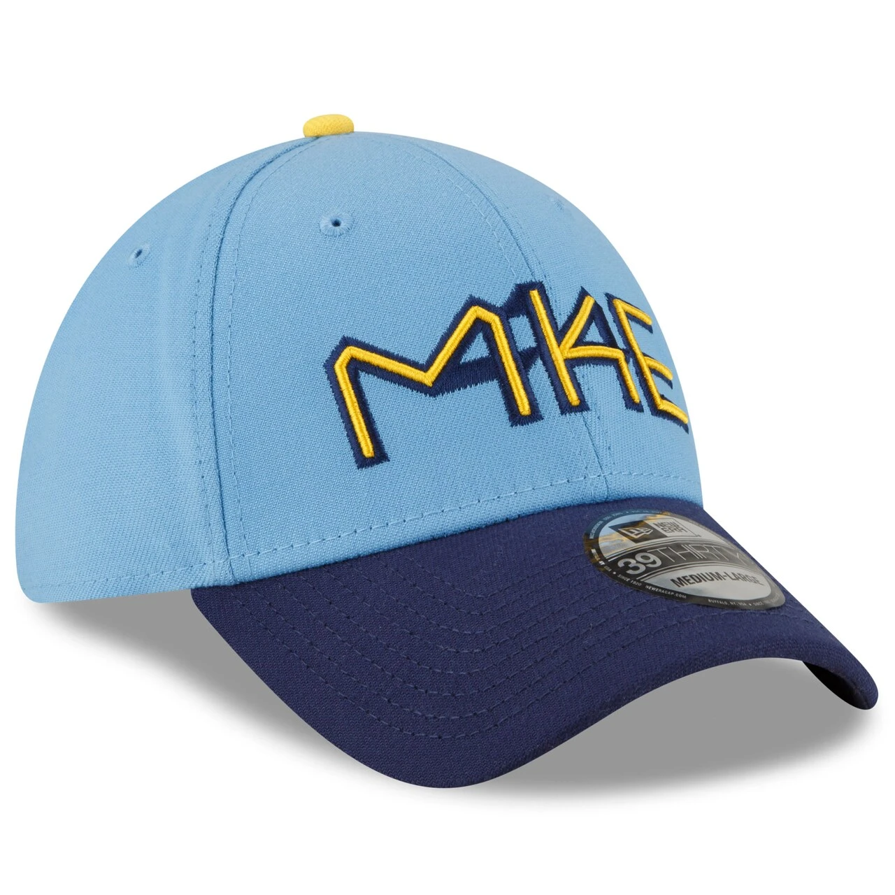 Men's Milwaukee Brewers New Era Powder Blue 2022 City Connect 39THIRTY Flex Hat 4 Men's Milwaukee Brewers New Era Powder Blue 2022 City Connect 39THIRTY Flex Hat - Image 2