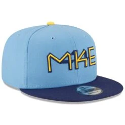 Men's Milwaukee Brewers New Era Powder Blue 2022 City Connect 9FIFTY Snapback Adjustable Hat -BigLeagueCaps Store mens new era powder blue milwaukee brewers 2022 city connect 9fifty snapback adjustable hat pi4464000 altimages ff 4464386 d9fe905f953221525c13alt3 full