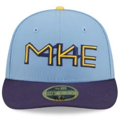 Men's Milwaukee Brewers New Era Powder Blue 2022 City Connect Low Profile 59FIFTY Fitted Hat -BigLeagueCaps Store mens new era powder blue milwaukee brewers 2022 city connect low profile 59fifty fitted hat pi4464000 altimages ff 4464411 d15a2e53bca4f1a8731ealt2 full