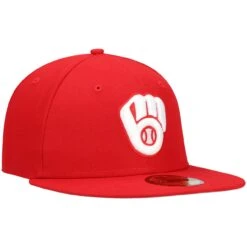 Men's Milwaukee Brewers New Era Red White Logo 59FIFTY Fitted Hat -BigLeagueCaps Store mens new era red milwaukee brewers white logo 59fifty fitted hat pi4208000 altimages ff 4208709 5607a11294c2e8f0b748alt3 full