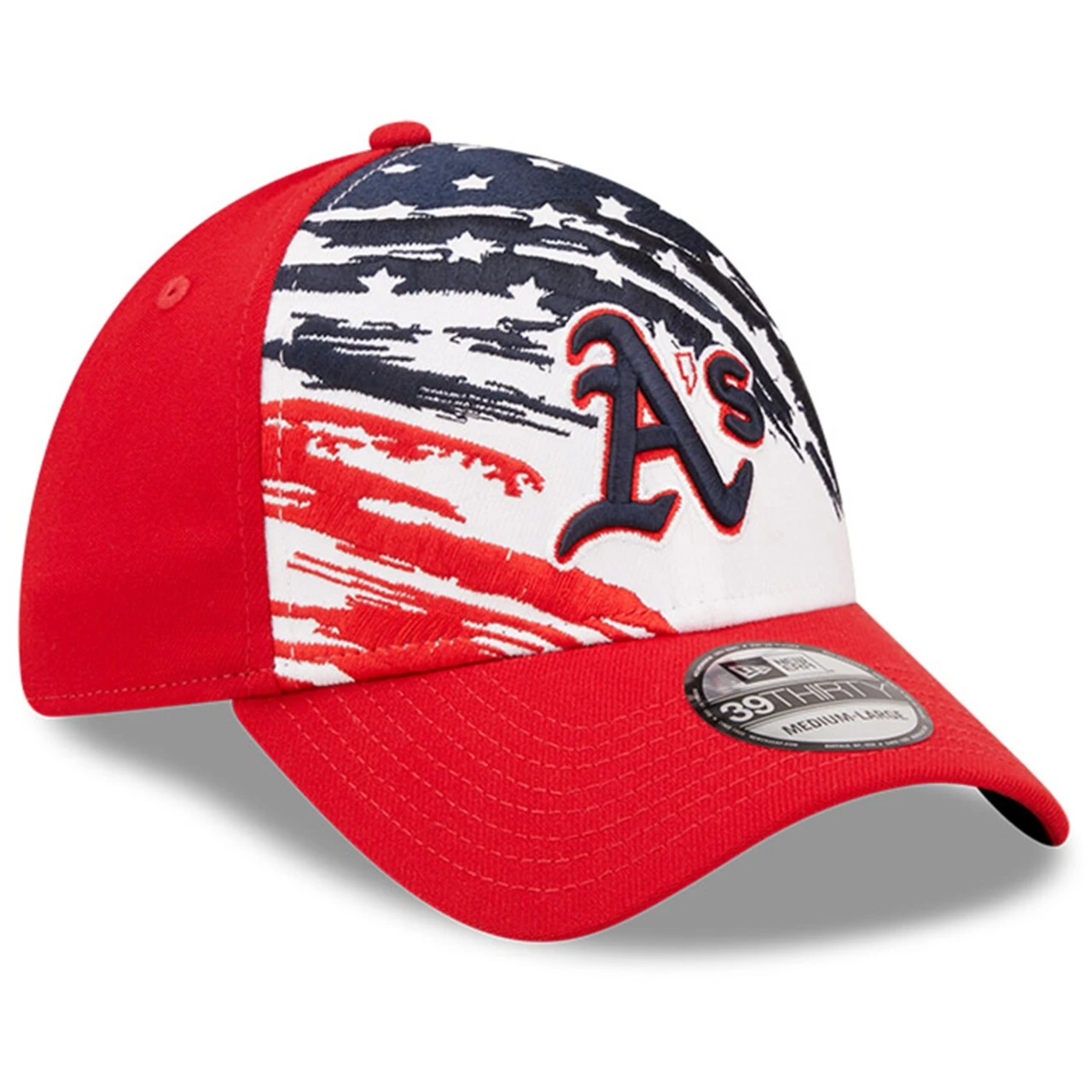 Men's Oakland Athletics New Era Red 2022 4th Of July 39THIRTY Flex Hat 5 Men's Oakland Athletics New Era Red 2022 4th Of July 39THIRTY Flex Hat - Image 3