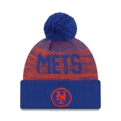 Men's New York Mets New Era Royal Authentic Collection Sport Cuffed Knit Hat With Pom