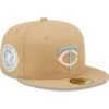 Men's Minnesota Twins New Era Tan 50th Season Sky Blue Undervisor 59FIFTY Fitted Hat -BigLeagueCaps Store mens new era tan minnesota twins 50th season sky blue undervisor 59fifty fitted hat ss5 p 4734527pv 1u mqabe8tvdujstpd8jgxov e28xk8fhos1tyoing8qq