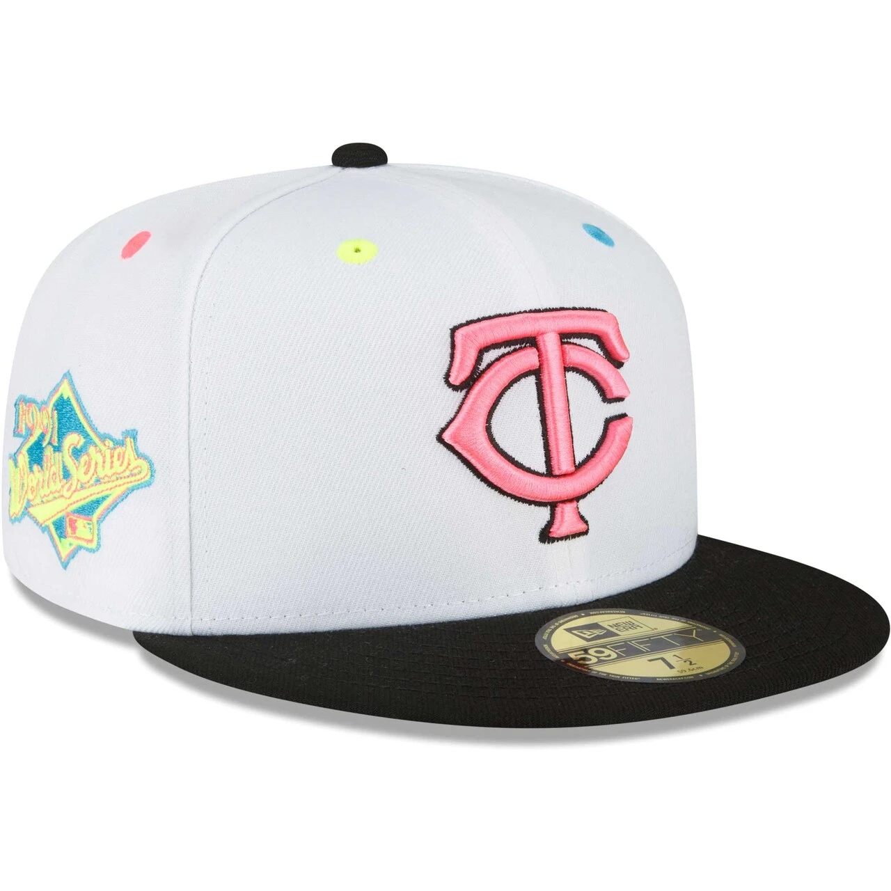 Men's Minnesota Twins New Era White Neon Eye 59FIFTY Fitted Hat 3 Men's Minnesota Twins New Era White Neon Eye 59FIFTY Fitted Hat