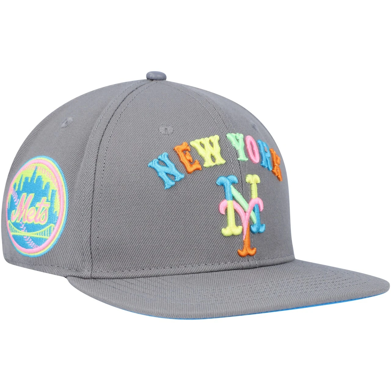 Men's New York Mets Pro Standard Gray Washed Neon Snapback Hat 3 Men's New York Mets Pro Standard Gray Washed Neon Snapback Hat