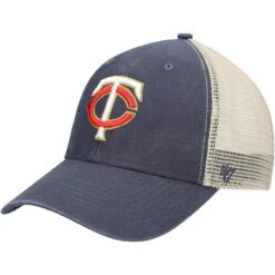 Men's Minnesota Twins '47 Navy/Natural Flagship Washed MVP Trucker Snapback Hat
