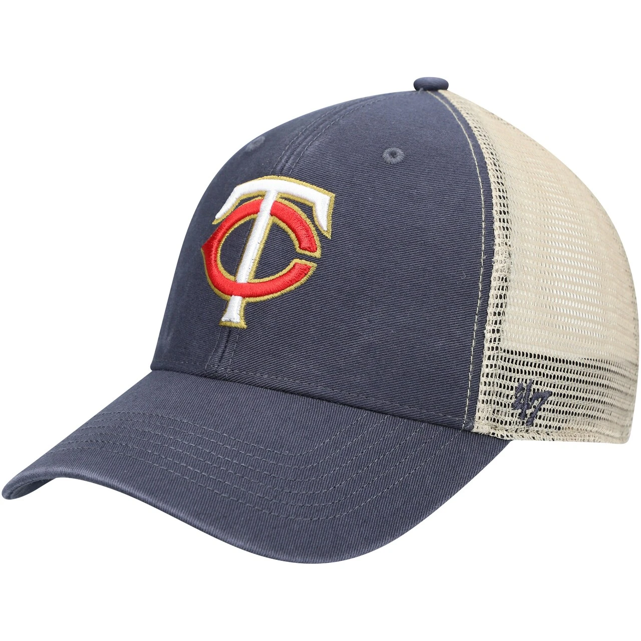 Men's Minnesota Twins '47 Navy/Natural Flagship Washed MVP Trucker Snapback Hat 3 Men's Minnesota Twins '47 Navy/Natural Flagship Washed MVP Trucker Snapback Hat
