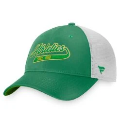 Women's Oakland Athletics Fanatics Branded Green/Natural True Classics Tailsweep Trucker Snapback Hat -BigLeagueCaps Store natural oakland athletics true classics tailsweep trucker snapback hat pi4368000 altimages ff 4368894 e3415a95dc383c7ff771alt3 full