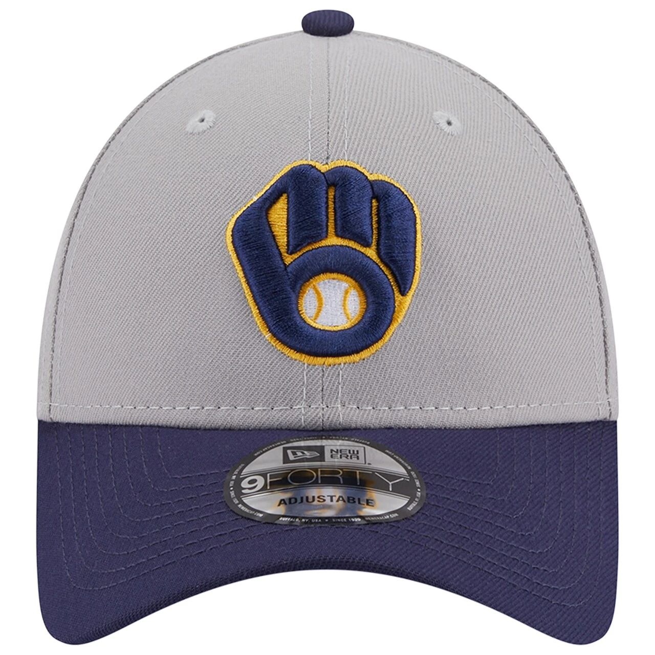 Men's Milwaukee Brewers New Era Gray/Navy League 9FORTY Adjustable Hat 4 Men's Milwaukee Brewers New Era Gray/Navy League 9FORTY Adjustable Hat - Image 2