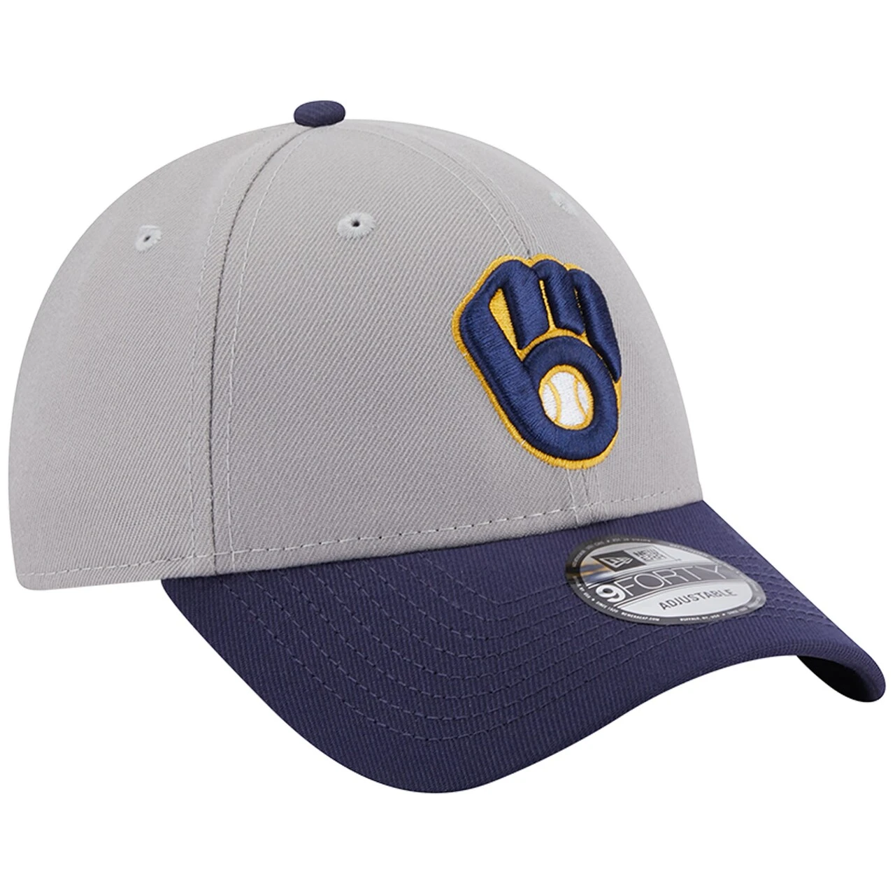 Men's Milwaukee Brewers New Era Gray/Navy League 9FORTY Adjustable Hat 5 Men's Milwaukee Brewers New Era Gray/Navy League 9FORTY Adjustable Hat - Image 3