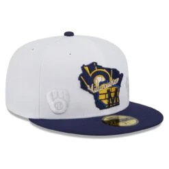 Men's Milwaukee Brewers New Era White/Navy State 59FIFTY Fitted Hat -BigLeagueCaps Store navy milwaukee brewers state 59fifty fitted hat ss5 p 4998606pv 3u cucraia71qykvdspl4uiv 6dmxognomigbkj8rt7ka