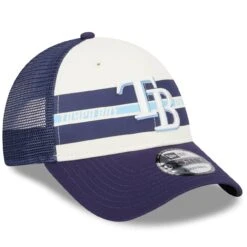 Men's Tampa Bay Rays New Era White/Navy Team Stripe Trucker 9FORTY Snapback Hat -BigLeagueCaps Store navy tampa bay rays team stripe trucker 9forty snapback hat ss5 p 5002661pv 3u fuk692e25dk5t6k28mttv skkeociprmvgvtjr1e3k