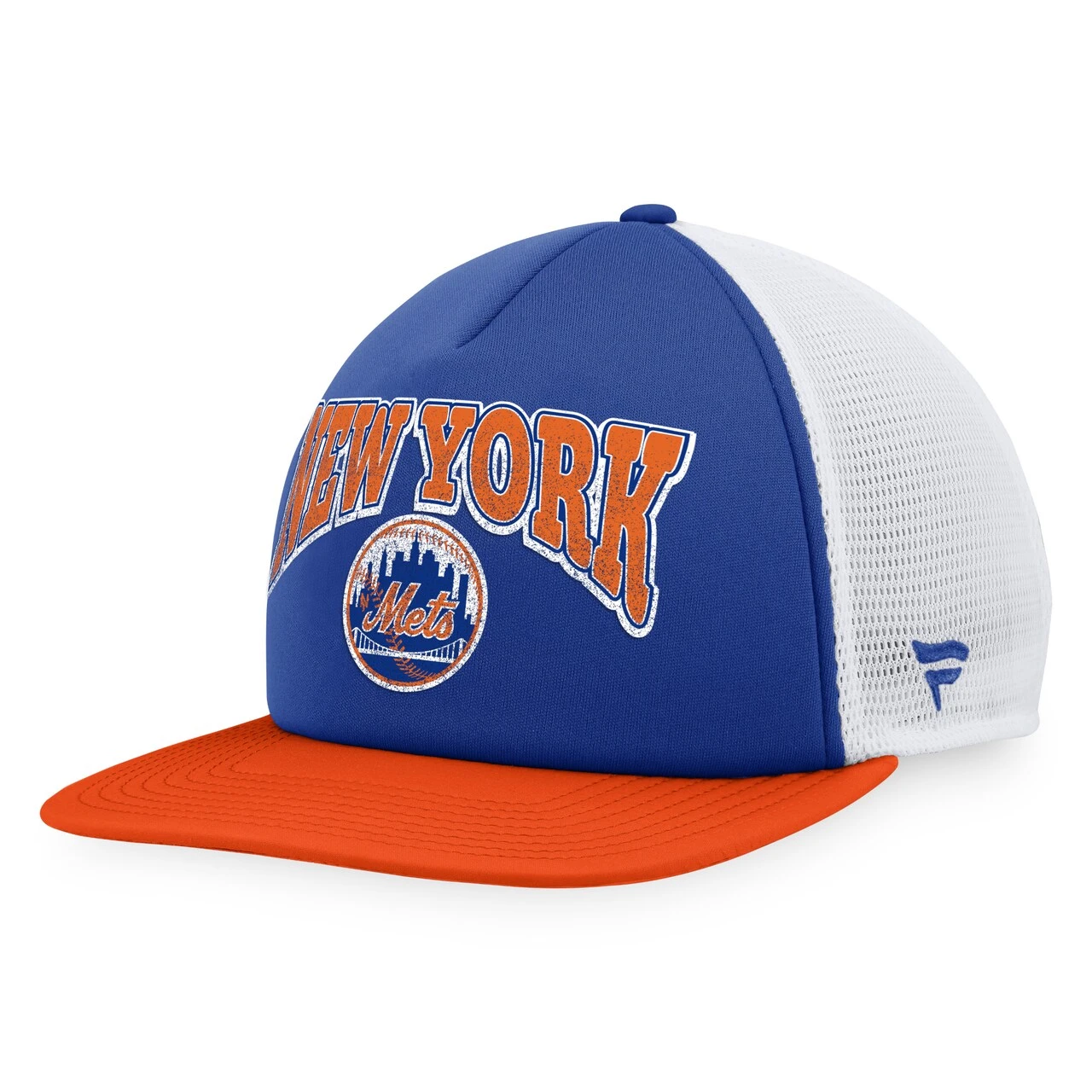 Men's New York Mets Fanatics Branded Royal/Orange Heritage Foam Front Trucker Snapback Hat