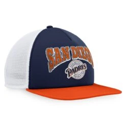Men's San Diego Padres Fanatics Branded Navy/Orange Heritage Foam Front Trucker Snapback Hat -BigLeagueCaps Store orange san diego padres heritage foam front trucker snapback hat ss5 p 4906740pv 3u 1wujernvhfqrgckisy96v zgqs6dtfmh6ge9aqm52o
