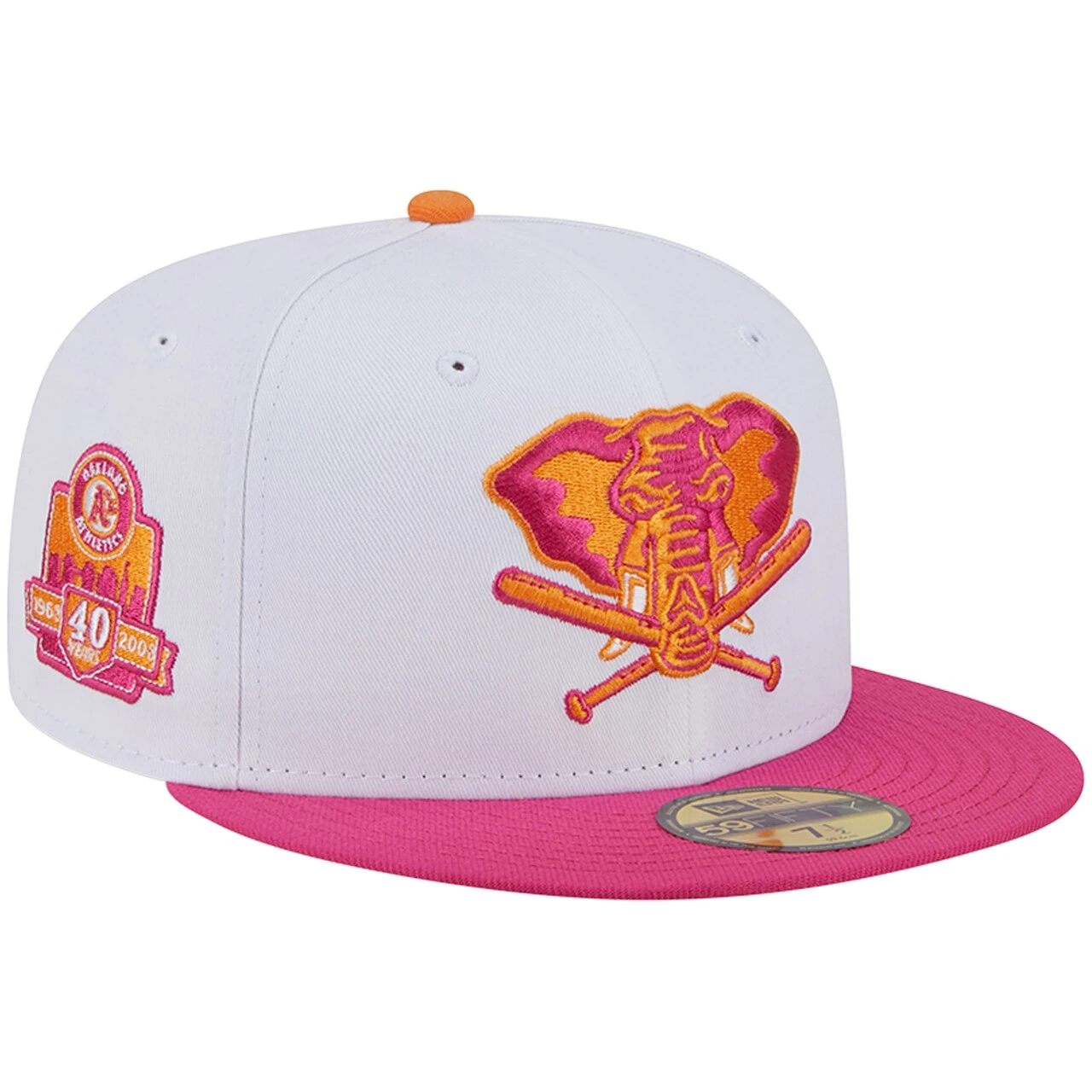 Men's Oakland Athletics New Era White/Pink 40th Team Anniversary 59FIFTY Fitted Hat 3 Men's Oakland Athletics New Era White/Pink 40th Team Anniversary 59FIFTY Fitted Hat