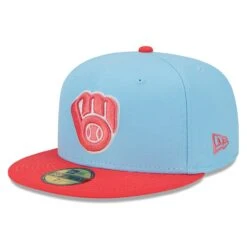 Men's Milwaukee Brewers New Era Light Blue/Red Spring Color Two-Tone 59FIFTY Fitted Hat