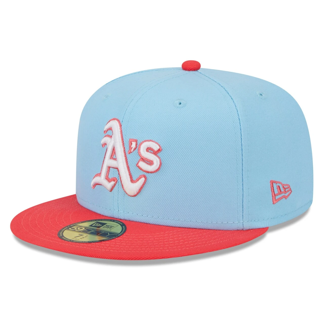 Men's Oakland Athletics New Era Light Blue/Red Spring Color Two-Tone 59FIFTY Fitted Hat 3 Men's Oakland Athletics New Era Light Blue/Red Spring Color Two-Tone 59FIFTY Fitted Hat