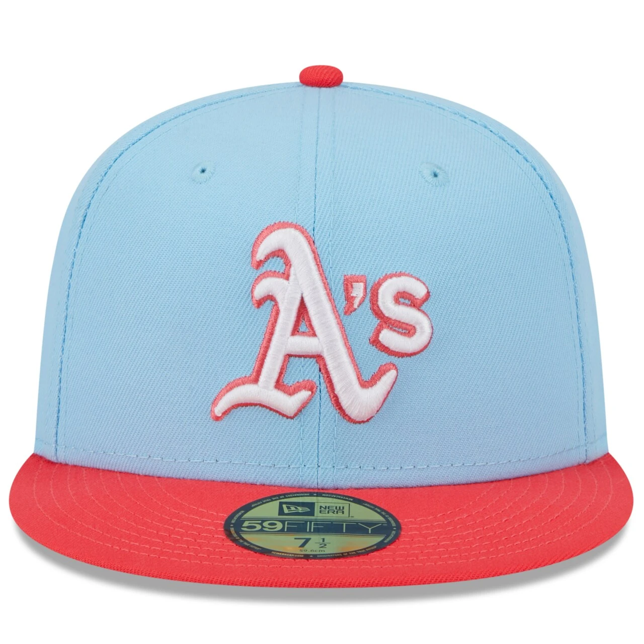 Men's Oakland Athletics New Era Light Blue/Red Spring Color Two-Tone 59FIFTY Fitted Hat 4 Men's Oakland Athletics New Era Light Blue/Red Spring Color Two-Tone 59FIFTY Fitted Hat - Image 2