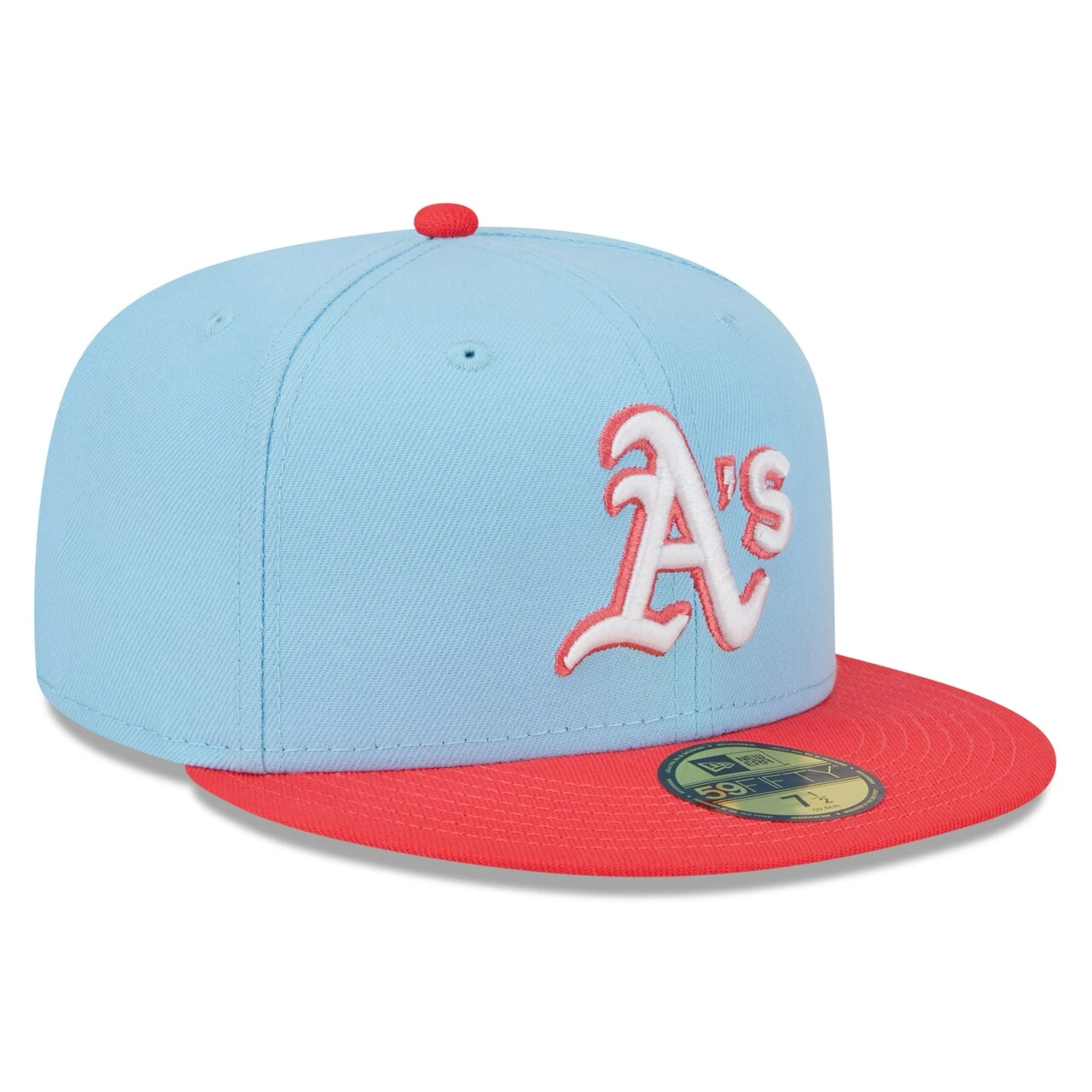 Men's Oakland Athletics New Era Light Blue/Red Spring Color Two-Tone 59FIFTY Fitted Hat 5 Men's Oakland Athletics New Era Light Blue/Red Spring Color Two-Tone 59FIFTY Fitted Hat - Image 3