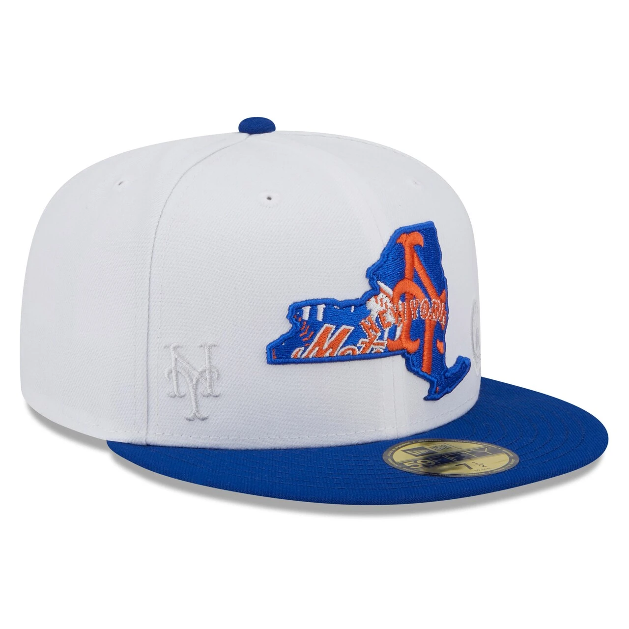 Men's New York Mets New Era White/Royal State 59FIFTY Fitted Hat 5 Men's New York Mets New Era White/Royal State 59FIFTY Fitted Hat - Image 3
