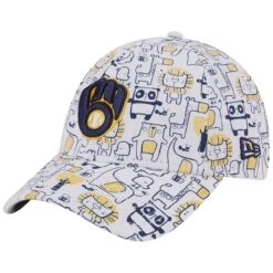 Toddler Milwaukee Brewers New Era White Pattern 9FORTY Flex Hat