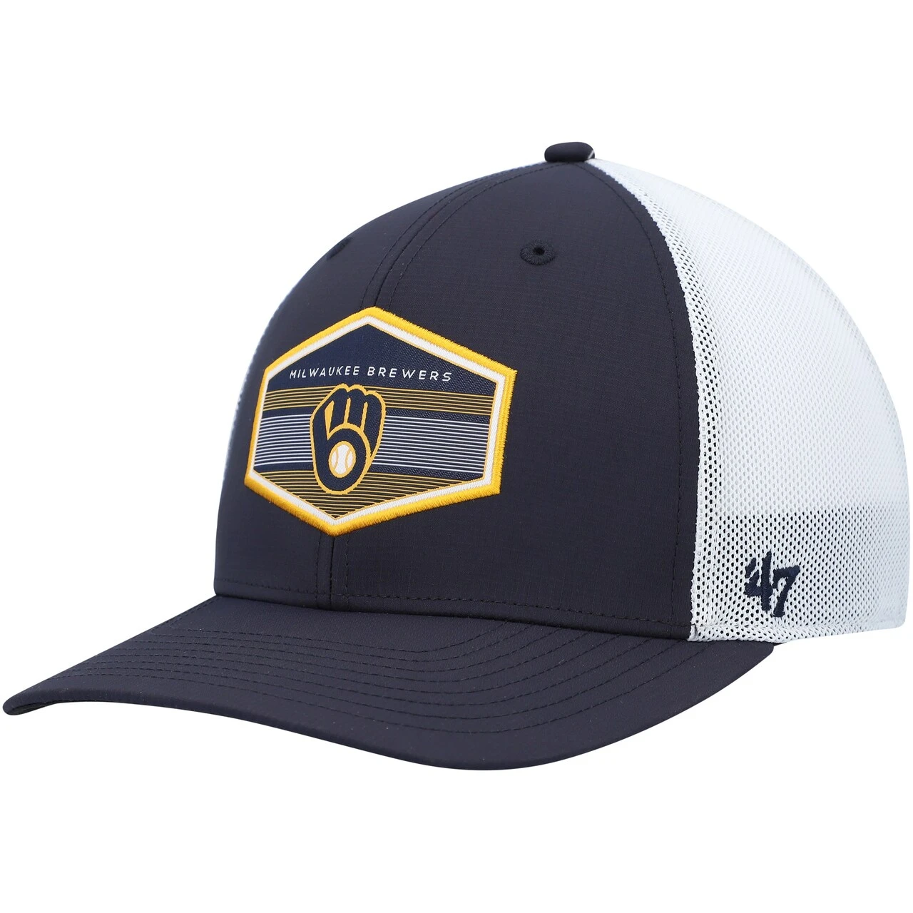 Men's Milwaukee Brewers '47 Navy/White Burgess Trucker Snapback Hat 3 Men's Milwaukee Brewers '47 Navy/White Burgess Trucker Snapback Hat