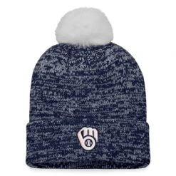 Women's Milwaukee Brewers Fanatics Branded Navy/White Iconic Cuffed Knit Hat With Pom