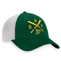 Men's Oakland Athletics Fanatics Branded Green/White Iconic Cross Bat Trucker Snapback Hat -BigLeagueCaps Store white oakland athletics iconic cross bat trucker snapback hat pi4367000 altimages ff 4367037 34d83a6da3516de24820alt3 full