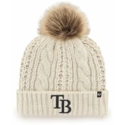Women's Tampa Bay Rays '47 Cream Meeko Cuffed Knit Hat With Pom