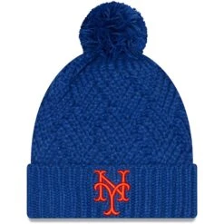Women's New York Mets New Era Royal Brisk Cuffed Knit Hat With Pom