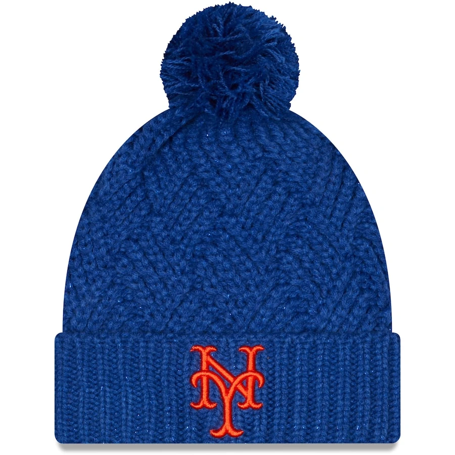 Women's New York Mets New Era Royal Brisk Cuffed Knit Hat With Pom 3 Women's New York Mets New Era Royal Brisk Cuffed Knit Hat With Pom