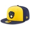 Men's Milwaukee Brewers New Era Navy/Yellow Alternate Authentic Collection On-Field 59FIFTY Fitted Hat -BigLeagueCaps Store yellow milwaukee brewers alternate authentic collection on field 59fifty fitted hat pi3750000 altimages ff 3750174 14339b4d281996ac54adalt1 full