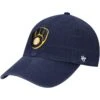 Youth Milwaukee Brewers '47 Navy Team Logo Clean Up Adjustable Hat -BigLeagueCaps Store youth 47 navy milwaukee brewers team logo clean up adjustable hat pi4252000 altimages ff 4252085 860aaff4d8e81b84f283alt1 full