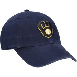 Youth Milwaukee Brewers '47 Navy Team Logo Clean Up Adjustable Hat -BigLeagueCaps Store youth 47 navy milwaukee brewers team logo clean up adjustable hat pi4252000 altimages ff 4252085 860aaff4d8e81b84f283alt3 full